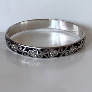 Brighton silver black bangle heart bracelet